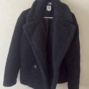 GAP women's black Sherpa double breasted jacket (M)